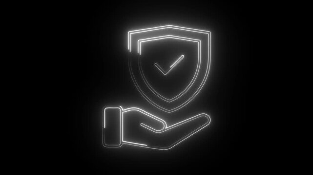 Glowing neon reliability icon isolated on black background. HD Video motion graphic animation