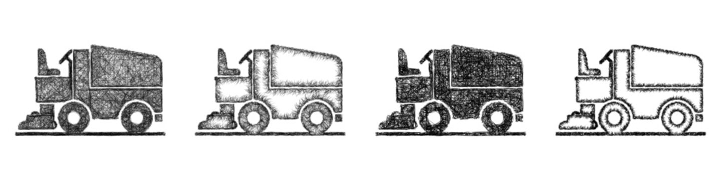 Sketch ice resurfacer icon design set