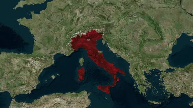 Satellite map of Italy showing Ancona city location with geography location satellite