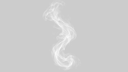 Pionowa smuga białego dymu unosząca się w górę na przezroczystym tle w pliku PNG. Falujący biały dym, spirala mgły oraz realistyczna para z papierosa do efektów wizualnych i grafik © Саша Мартынов