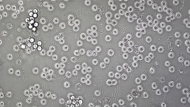 Urinalysis under microscopy showing plenty Pus cells, Pyuria