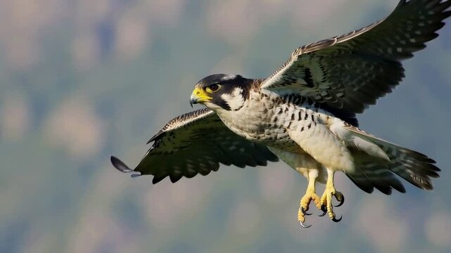 Peregrine falcon in flight showcasing speed and agility during a hunt