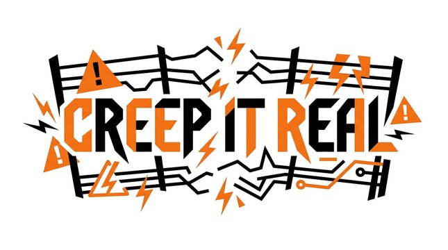 Creep it real text design with halloween spooky elements