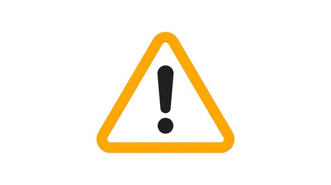  Amber warning triangle sign with a black exclamation mark inside, isolated on a clean white background. General caution and hazard alert symbol for safety concepts.