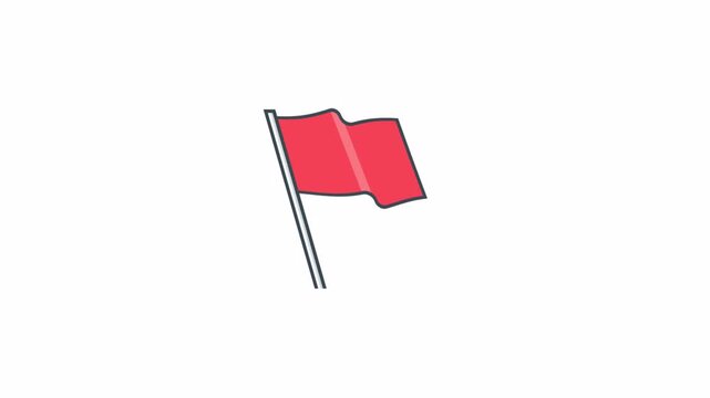 A simple red flag waving on a white background.