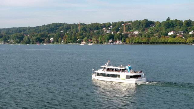 Passenger ferry cruising on Lake Starnberg in Bavaria, Germany