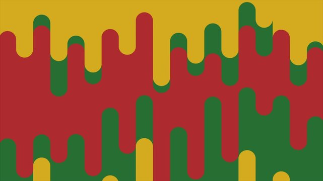 Juneteenth liquid shape waving Background Video 4k with 3 Colors Red, Yellow and Green