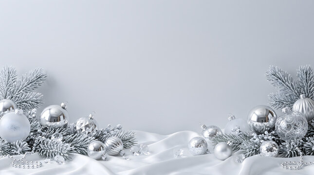 Silver Christmas Ornaments Holiday Background