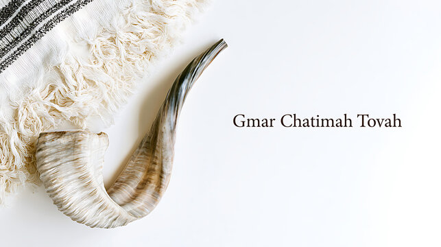 Communal activities and reflections during Yom Kippur with shofar and tallit displayed