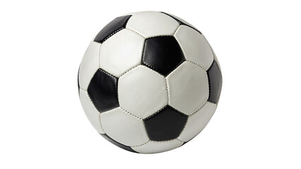 Classic black and white leather soccer football ball isolated on transparent background. © Grace