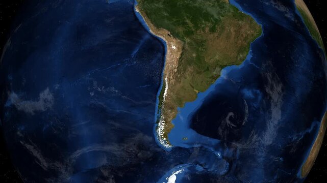 Cinematic 3D Earth Globe Orbital Zoom into Chile Borders