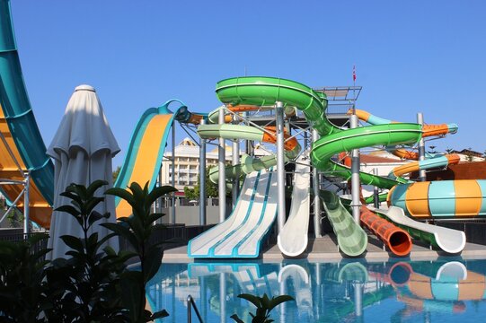Water slides at the hotel pool