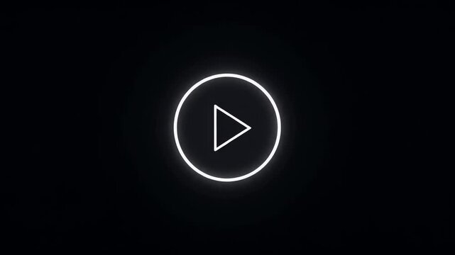 Play Button Icon Centered on Black Background Minimalistic Digital Interface Concept for Media Playback