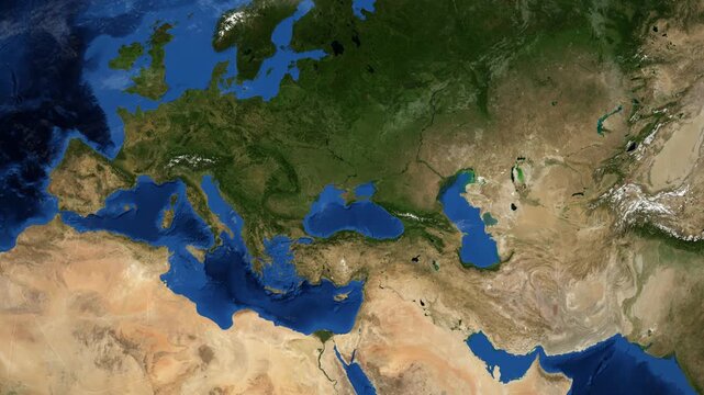 Cinematic 3D Earth Globe Orbital Zoom into Crimea Region, Russia Borders