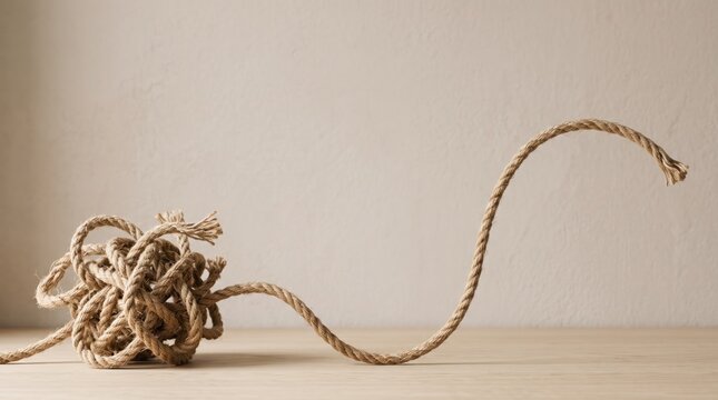 Untangled rope leading to straight line symbolizing therapeutic recovery on World Mental Health Day.