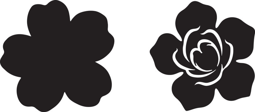 Flower and Rose Silhouette Collection, Decorative Black Floral Vector Illustration