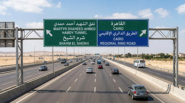 Egypt Highway Signage Leading To Cairo And Sharm El Sheikh