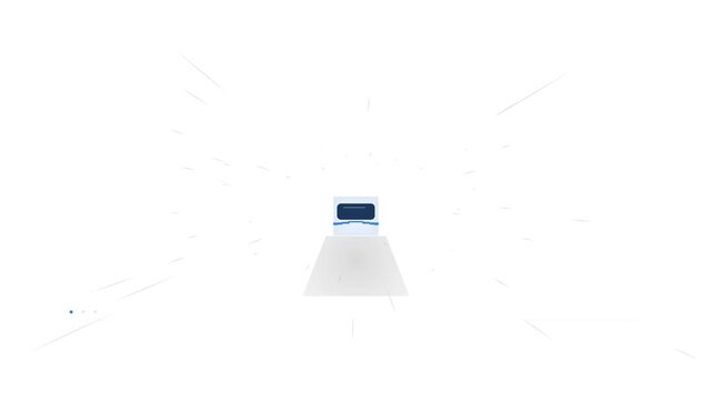 Minimalist modern high speed bullet train animation with fast motion lines on white