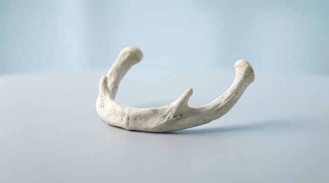 Anatomical Model of a Human Mandible Bone Jawbone on a Light Blue Surface human jaw anatomy