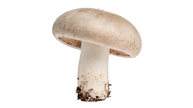 Single fresh raw white button mushroom agaricus on dark background