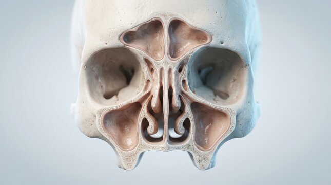 Anatomical Illustration of Human Nasal Cavity and Sinuses anatomy skull
