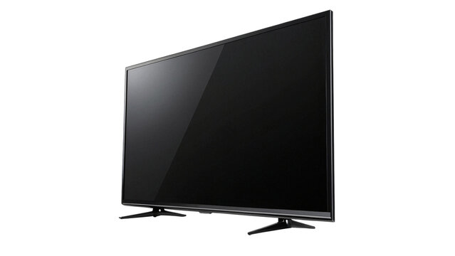 Modern flat screen television display TV monitor on dark background