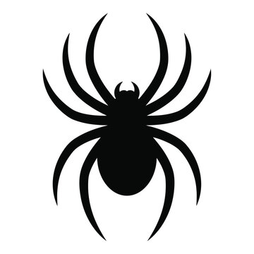 Black widow spider top view with arched pointed legs vector silhouette clipart isolated on white background for Halloween party decoration, craft, cutting file, logo, sticker, and t-shirt design