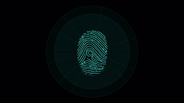 Finger scanning display animation, futuristic screening finger with HUD animation video