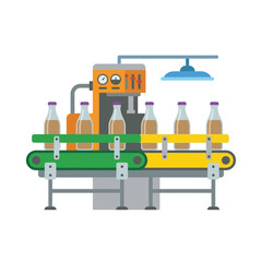 Obraz premium Automated Beverage Bottling Line Vector Illustration