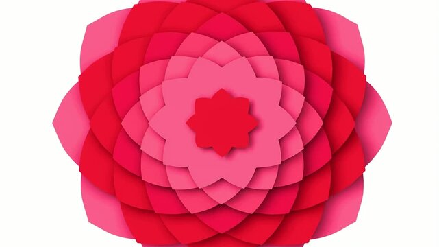 Valentine Mandala Red And Pink Layered Paper Art Flower Design Pattern Isolated For Romantic Greeting Cards And Festive Holiday Crafting Projects