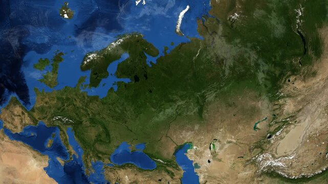 Cinematic 3D Earth Globe Orbital Zoom into Kostroma Region, Russia Borders
