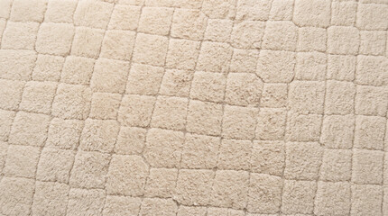 Cream Plush Fabric Texture with Raised Squares and Soft Fuzzy Pile © Vitalo4ok