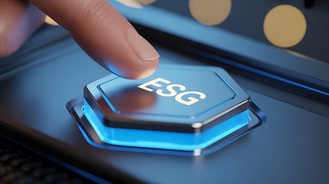 Business ESG concept with digital button representing environmental social and governance standards
