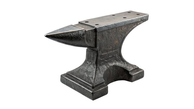 Old heavy iron anvil blacksmith tool isolated on dark background