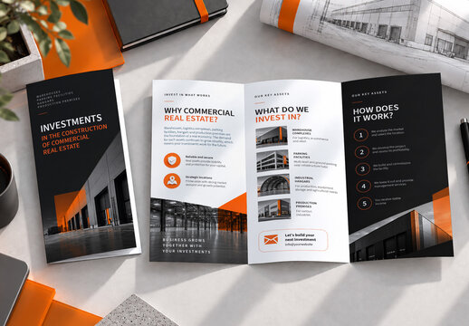 Black Orange Business Real Estate Investment Brochure Template