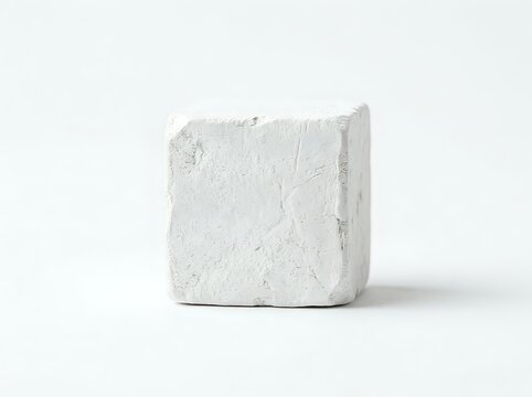 White textured stone or concrete cube block with rough surface finish