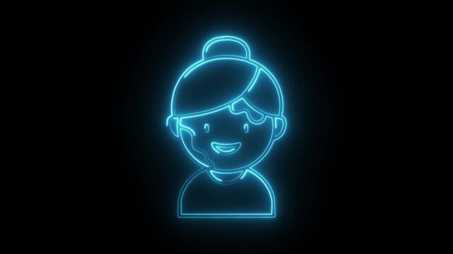 Glowing neon vitiligo icon isolated on black background. HD Video motion graphic animation