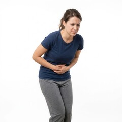 Fototapeta premium Woman Experiencing Abdominal Pain And Discomfort