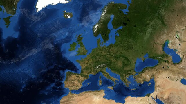Cinematic 3D Earth Globe Orbital Zoom into Netherlands Borders