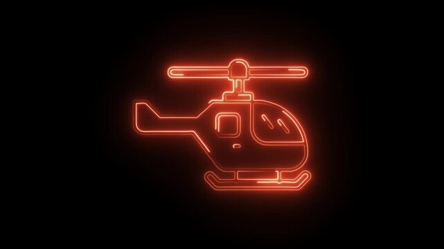 Glowing neon air taxi icon isolated on black background. HD Video motion graphic animation