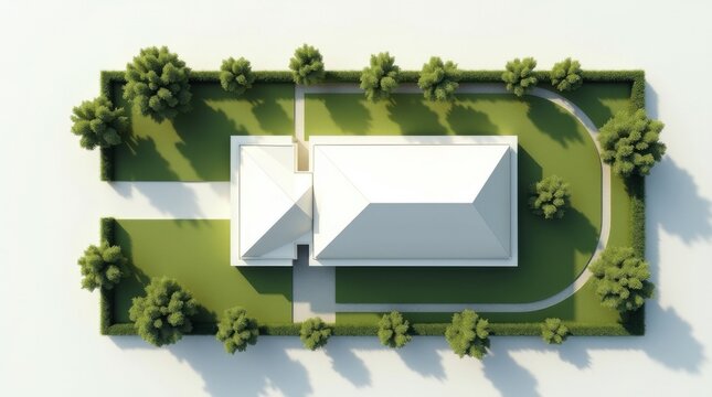 Escena de planificaci&oacute;n arquitect&oacute;nica que presenta una maqueta de casa contempor&aacute;nea minimalista de color blanco