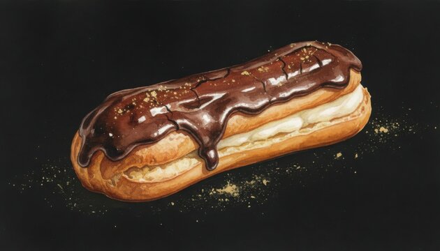 classic chocolate eclair dessert image suitable for bakery theme indulgence gourmet treat and culinary focus
