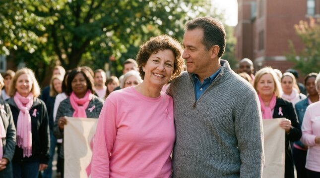 Community Support In Breast Cancer Awareness Walk Gathering