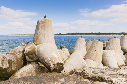 Concrete Breakwater Blocks on Baltic Coast