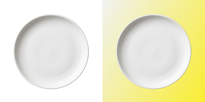 White ceramic plate empty dinnerware tableware flat lay top view