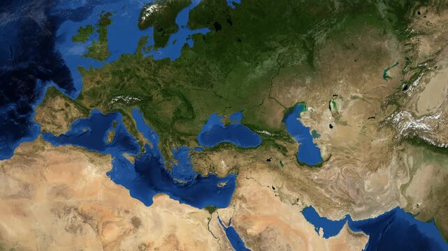 Cinematic 3D Earth Globe Orbital Zoom into Sevastopol Region, Russia Borders