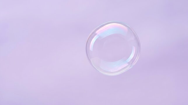 Delicate iridescent soap bubble floating in soft lavender hues with subtle reflections keywords