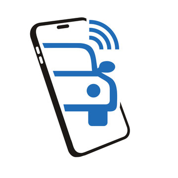 car with mobile phone with wifi signal bar, suitable for modern technology transportation Logo vector.