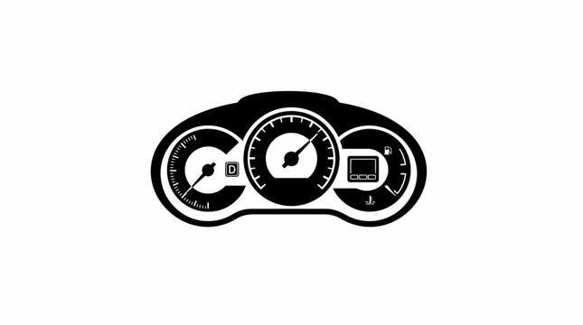 Minimalist Vector Icon of a Modern Car Dashboard Instrument Cluster Featuring Speedometer and Tachometer Gauges for Automotive User Interface Design