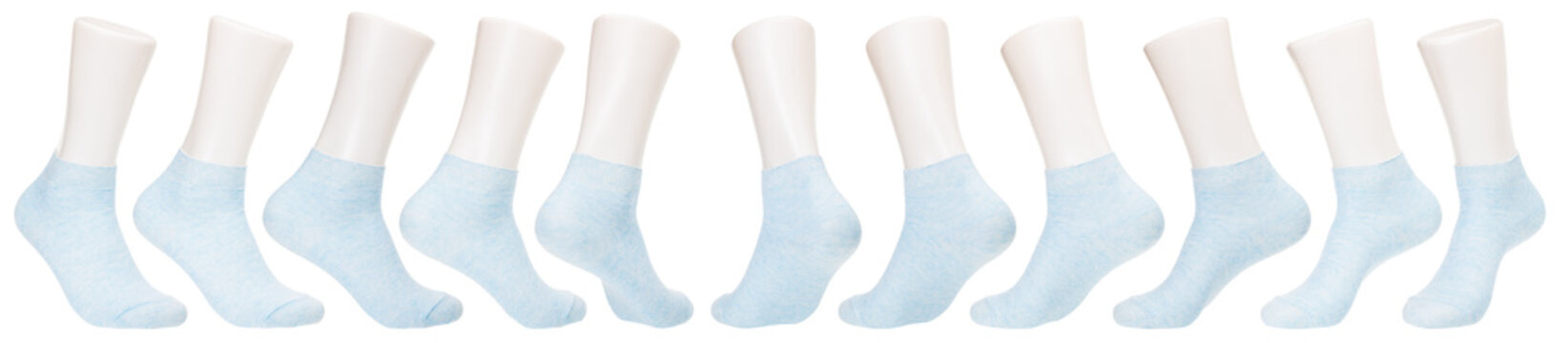 Light Blue Ankle Socks Displayed on Mannequin Feet
